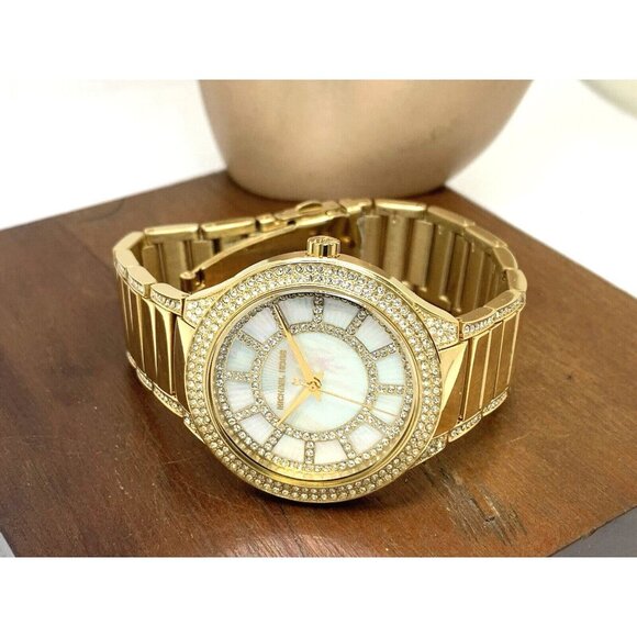Michael Kors Women's Watch MK3312 Kerry Mother of Pearl Quartz Gold Gemmed 37mm - Picture 7 of 13